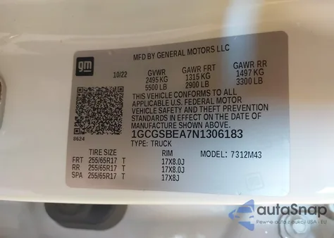 2022 Chevrolet Colorado 2Wd Short Box Wt from USA, damaged, VIN 1GCGSBEA7N1306183